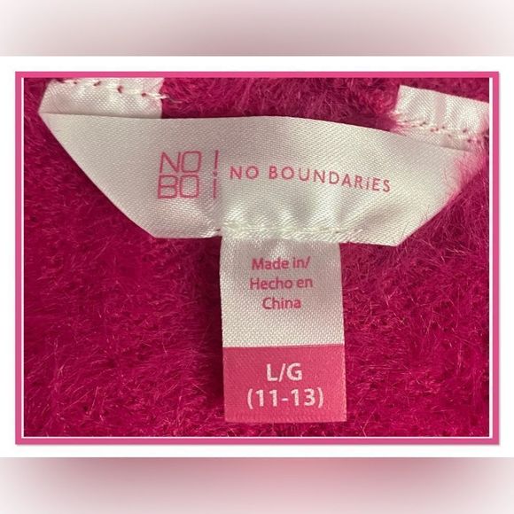 No Boundaries size L/G Pink, Fuzzy V Neck Sweater - Picture 6 of 8